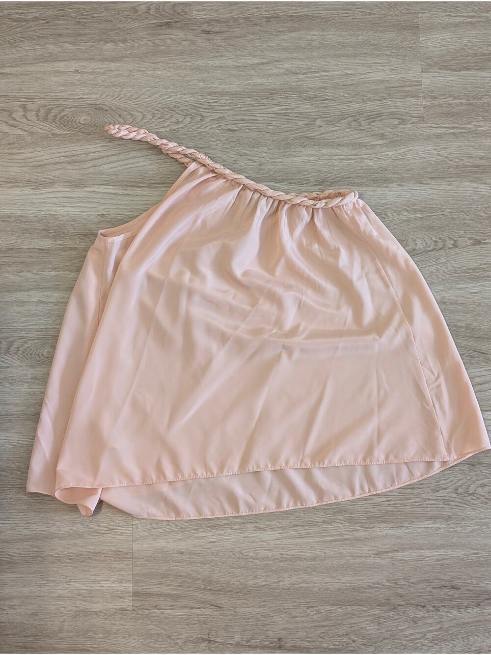 ASOS One Shoulder Blouse Womens Size 6 Pink Braided Strap Chiffon Camisole Top